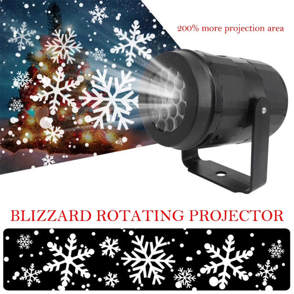 Christmas Snowflake Projector Lamp Led Fairy Lights For Bedroom Rotating Dynamic White Snow Projection Indoor New Year Ornaments