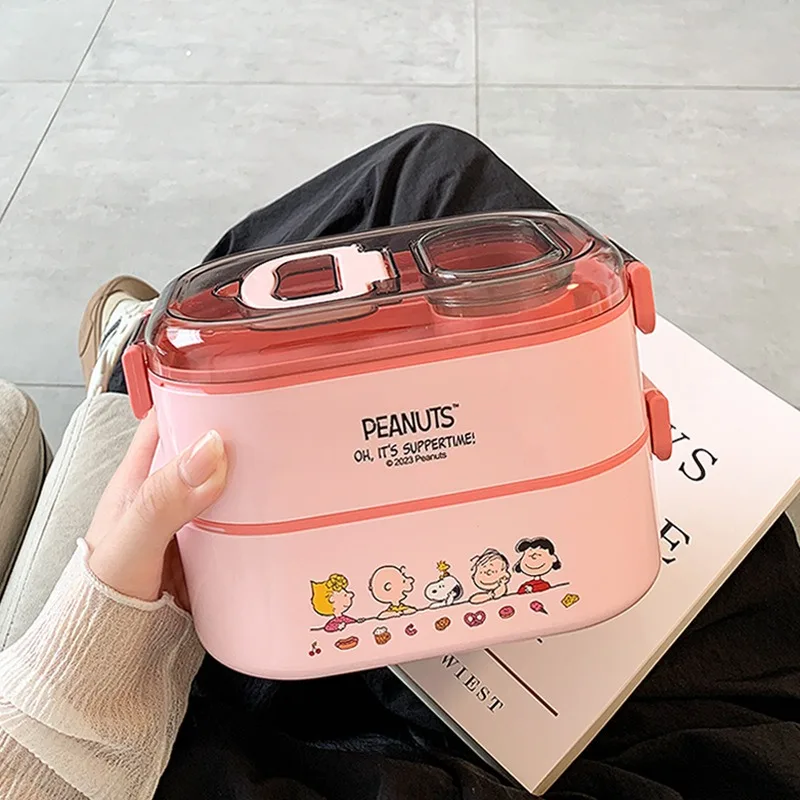 Snoopy Insulated Lunch Box Stainless Steel Bento Box Kid Toddler Girl Anime Metal Portion Sections Leakproof Lunch Container Box