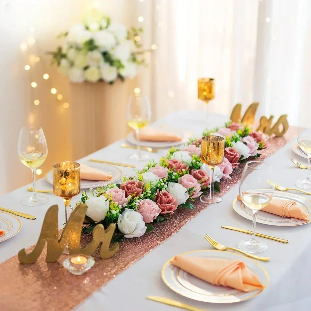 Artificial Flowers Decoration Elegant Dusty Rose Fake Flowers Arrangement for Party Weddings Dining Table Wedding Decorations