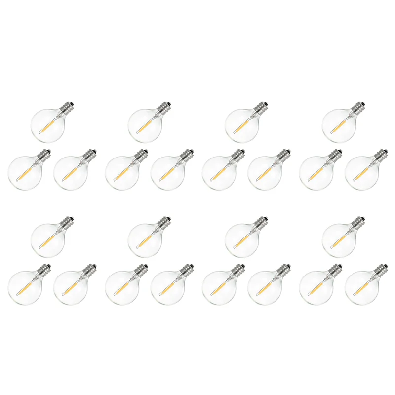 

LICE-24Pcs G40 Led Replacement Light Bulbs, E12 Screw Base Shatterproof LED Globe Bulbs For Solar String Lights Warm White