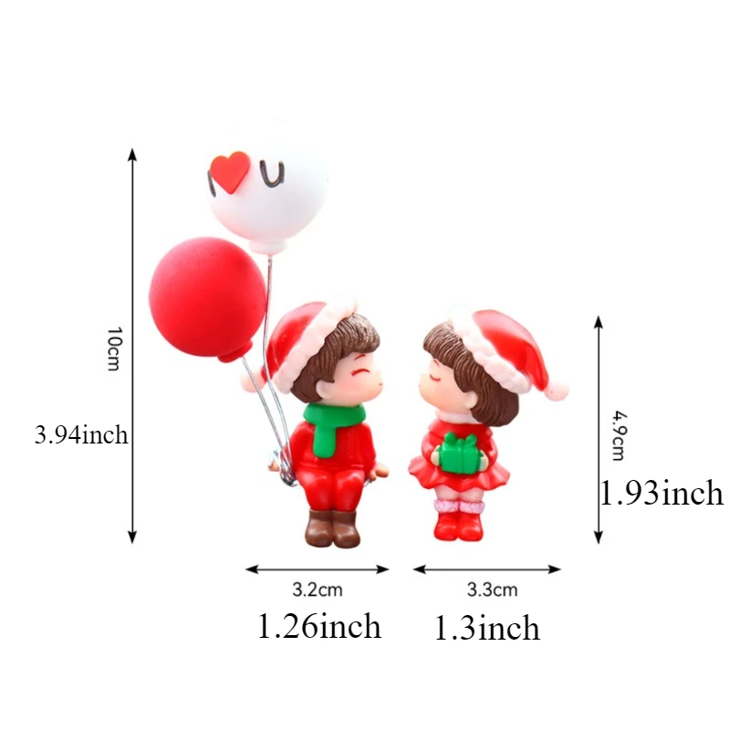 A Set Car Couple Doll Ornament Festival Dress Up Red Party Gathering Interior Tree Lovely Console Gift New Creativity Snowhouse