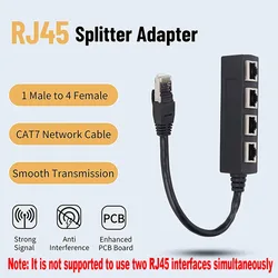 RJ45 Cable Splitter Converter 1 Male In to 4 Female 1 to 2 Out CAT7 CAT6 CAT5 Network Cable Extend Adapter Cannot be used sim