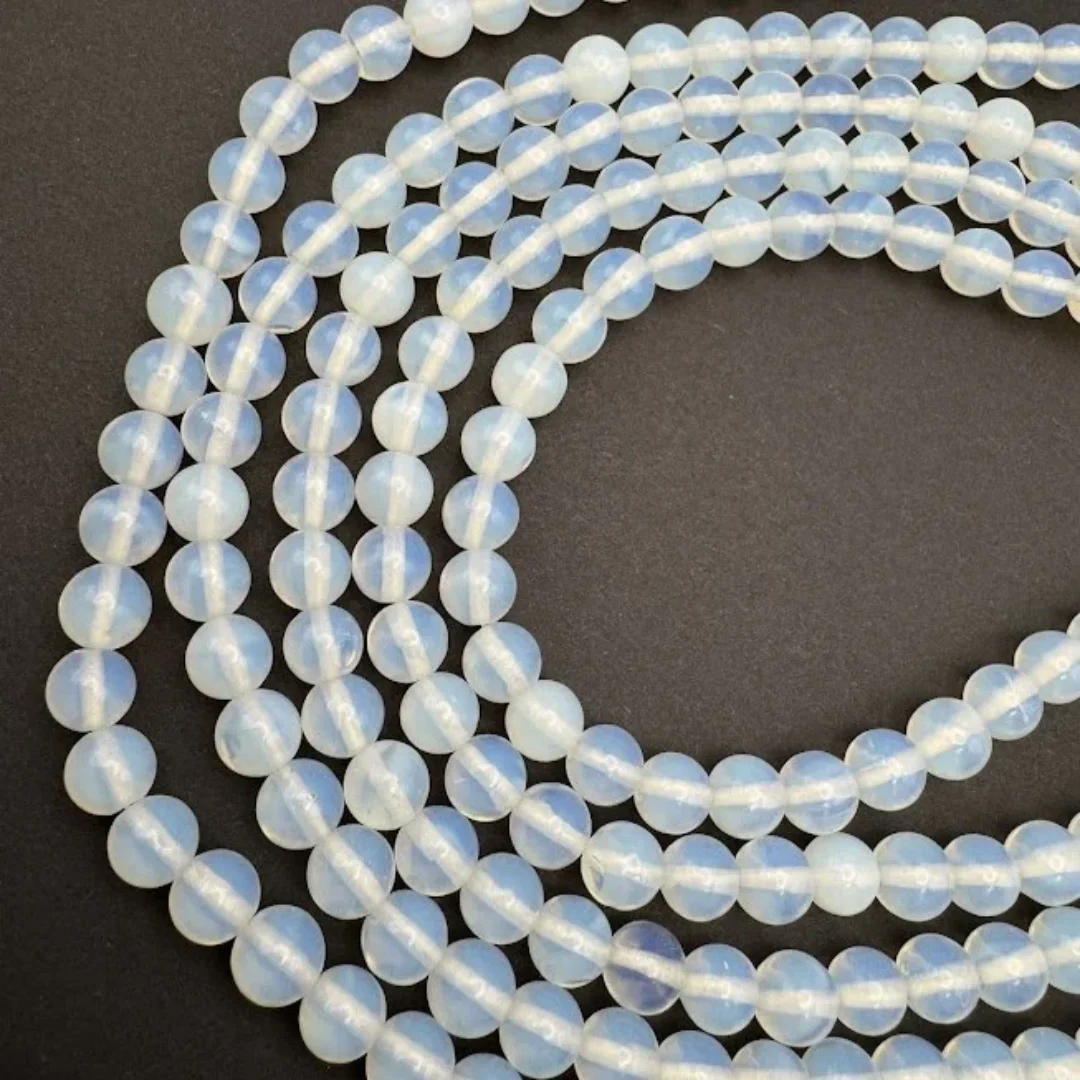 4/6/8/10mm Opalite Beads Round, Opalite Beads For Jewelry Making Faceted Gemstone Opalite Beads Round, White Opalite Beads