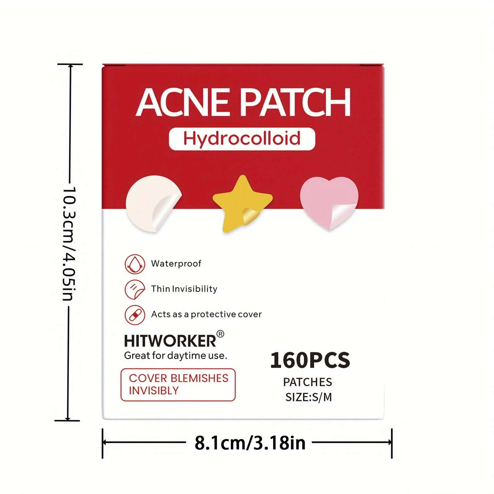 160 pieces/box of hydrocolloid acne patches, alcohol free, odorless, mild and non irritating acne and blemishes coverage patches