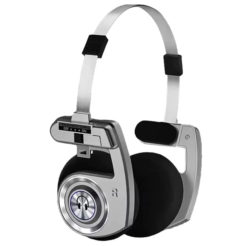 H1Pro TWS bluetooth Headset Retro Stainless Steel Headphone Dual 36mm Dynamic Coils Telescopic Design Sponge Earmuffs Foldable