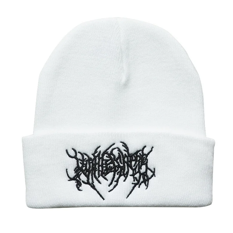 Warm Women Men Winter Beanies Hats Gothic Street Punk Knitted Bonnet Caps 100% Cotton Fashion Keep Warm Skullies Beanies Hats