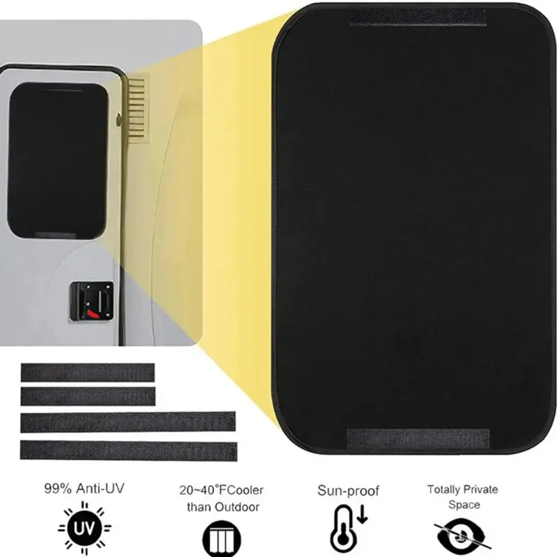 

1PC Curtains 16x25 Inch Window Sun Blackout Fabric Entry For Motorhome Camper Caravan Black Door Shade RV Accessories Decor