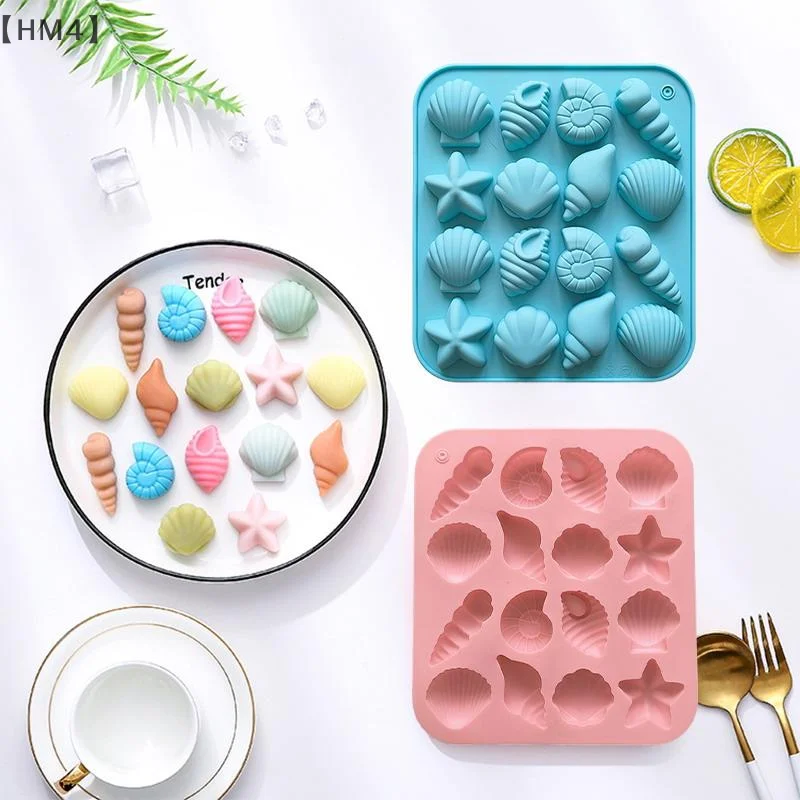 16 Cavity Seashell Conch Starfish Silicone Molds Ocean Silicone Mold DIY Pudding Ice Grid Candy Chocolate Cake Baking Mold
