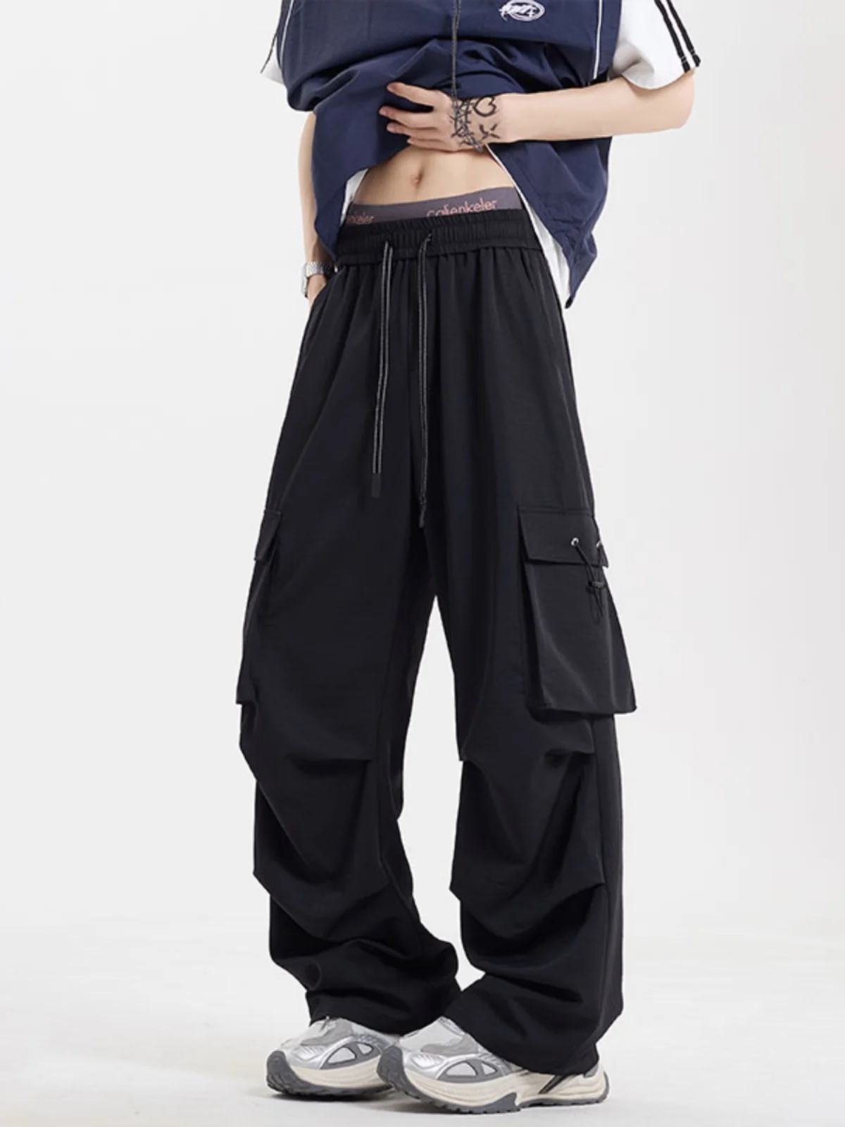 

Модные американские рабочие брюки больших размеров, мужские повседневные длинные свободные брюки-парашюты для кампуса, молодежные, универсальные, на все сезоны