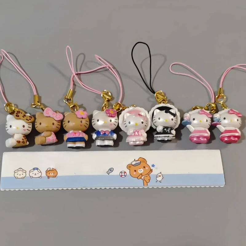 

New In Stock Cute Black Leather Kt Cat Jewelry Pendant Blind Box University Kt Cat Phone Case Hanging Decoration Festival Gift