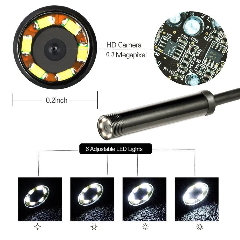 5mm 7mm sonda Mobile endoscopica ispezione della fotocamera endoscopica per Smartphone Android auto telecamera per endoscopio USB tipo C