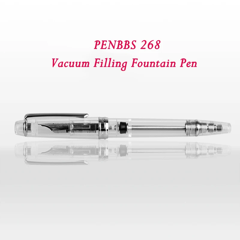 PENBBS 268 Vacuum Filling Fountain Pen Iridium EF/F/M Nib 0.38/0.5/0.7mm Fully Transparent Fashion Office Writing Gift Pen Set