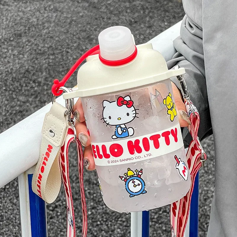 Sanrio Cartoon Anime Character Hellokitty Cinnamoroll Water Cup Kawaii Summer 580ML Large Capacity Straw Cup Student Kettle