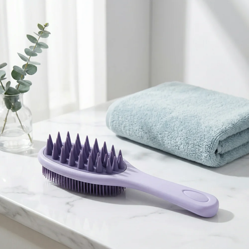 Double-sided Shampoo Brush Scalp Massage Brush Double-sided Scalp Massager Comb with Long Handle 2-in-1 Hair Scrubber for Men