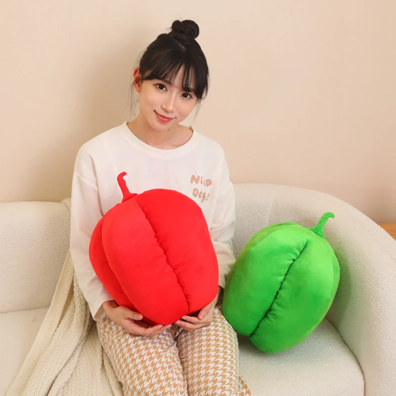 Real Life Green Red Pepper Plush toy Cute Simulation Vegetable Plant Pillow Dolls Stuffed Chili Pillow Children Room Decor Gift