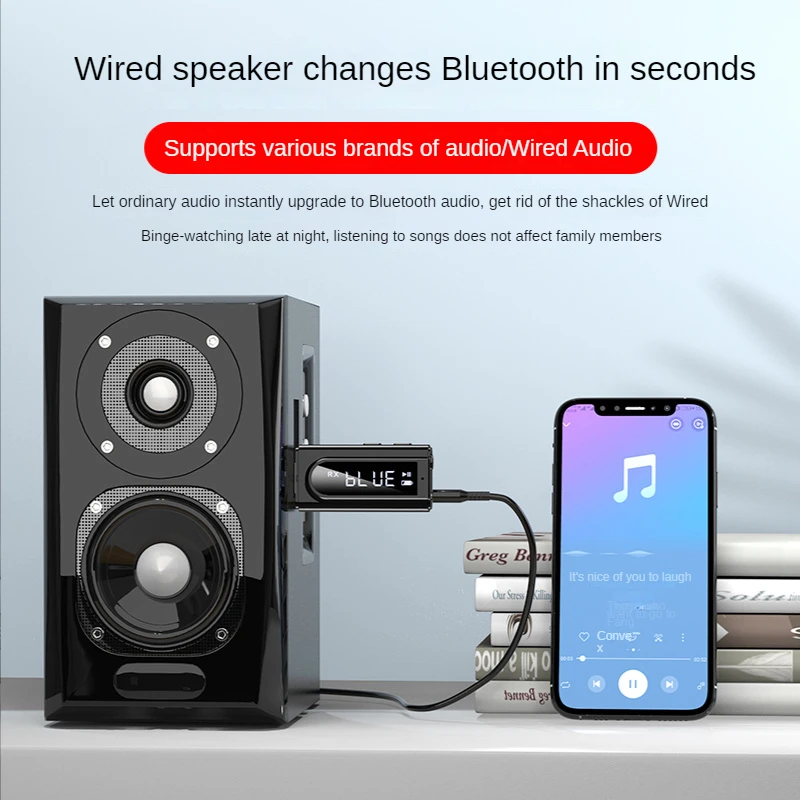 Bluetooth 5.0 Audio Receivers Transmitter Adapter USB Car FM Bluetooth Receiver MP3 Play Aux Audio Dual Output Stereo Boombox