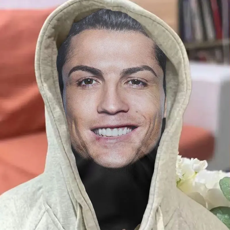 3D Printed Cristiano Ronaldo Funny Mask Cosplay Soccer Superstars Elastic Mesh Full Face Breathable Masks Balaclava Headcovers
