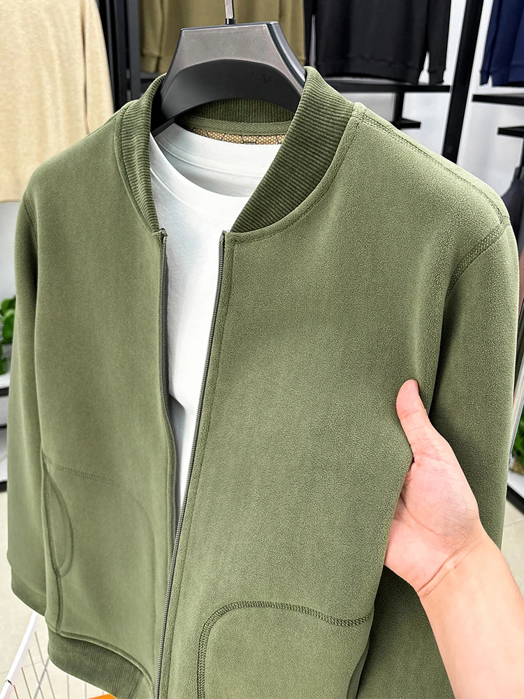 

High-End Fce Men's Cardigan Hoodie Thiened Autumn Winter Warm Baseball Collar Jaet Zipper Sle Cotton Polyester Blend...