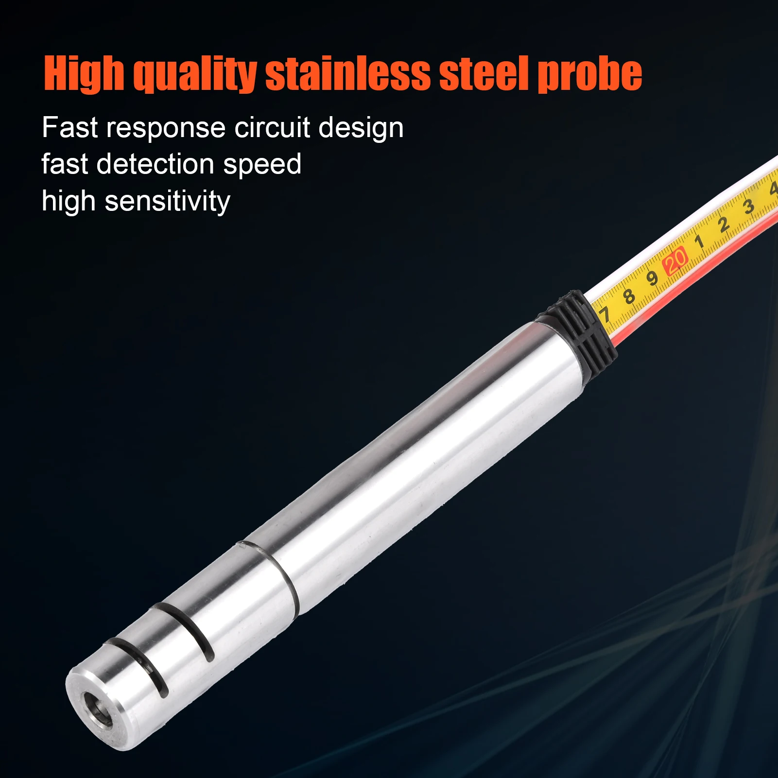 Измеритель уровня воды, измеритель глубины воды 30 м/98 футов, индикатор жидкости на батарейках с зондом из нержавеющей стали диаметром 25 мм