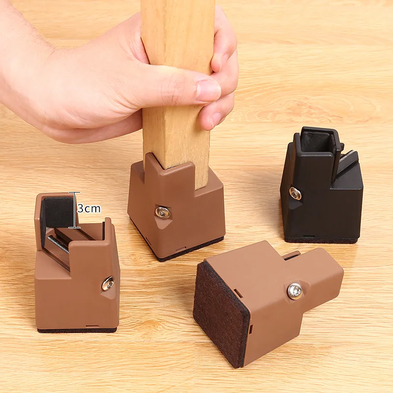 4PCS Adjustable Furniture Leg Risers Bed Foot Pads with Screw Clamp Heavy Duty Square Round 52 102mm Sofa Table Chair Leg Risers