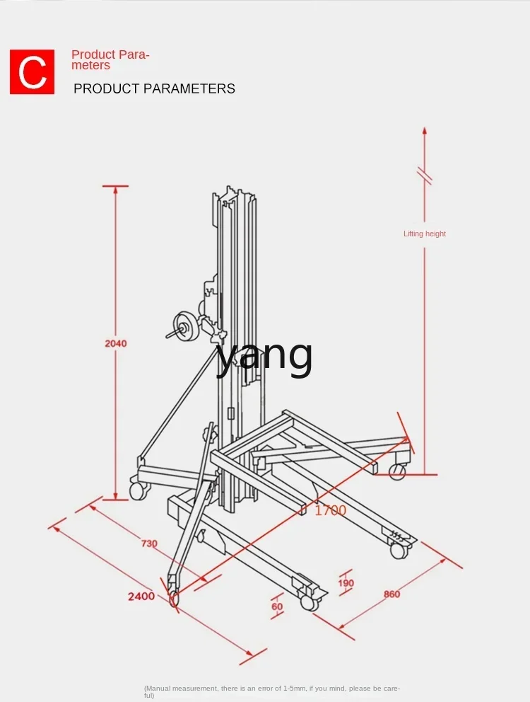 CX mão elevador exposição empilhador liga de alumínio dobrável empilhador manual material elevador