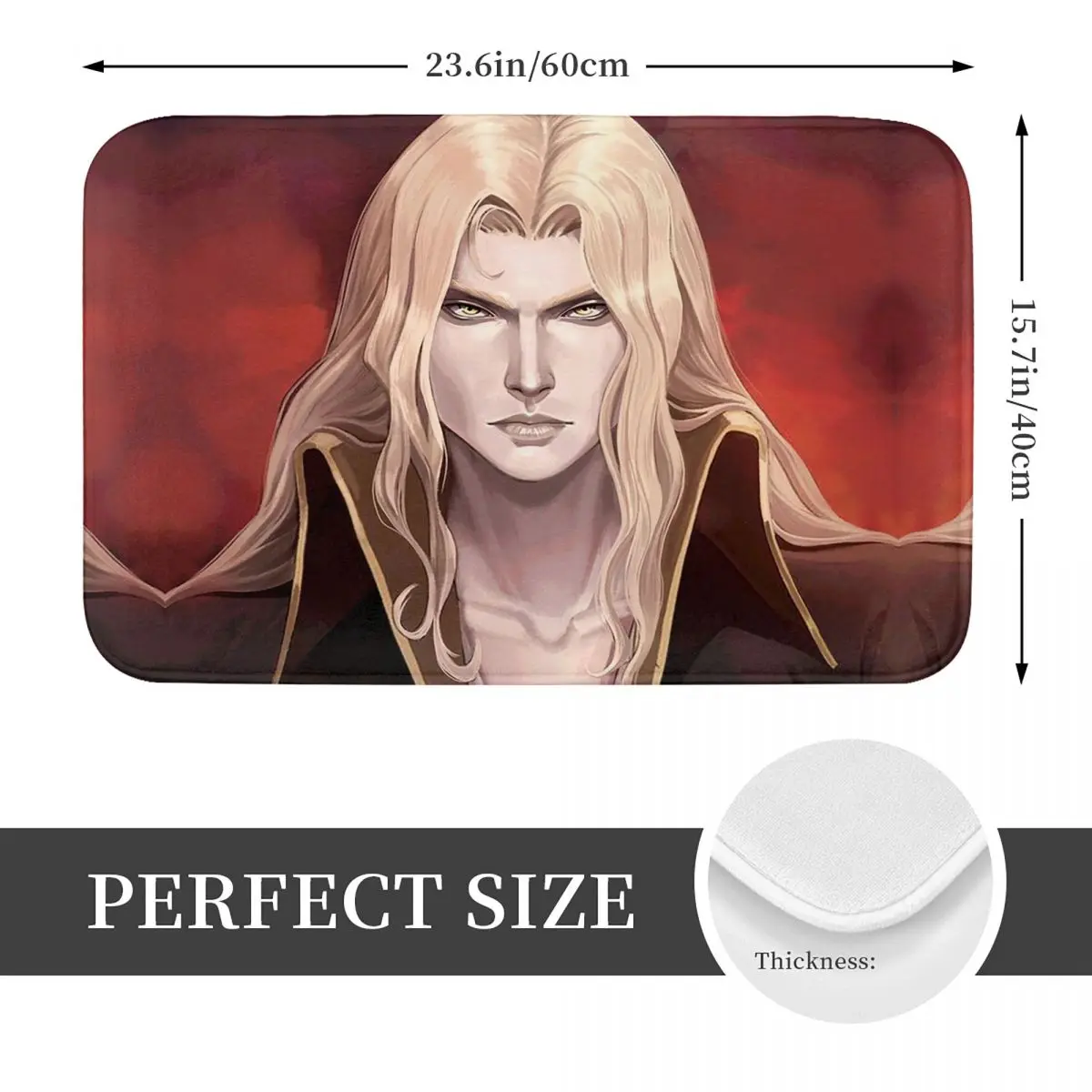 Alucard Fanart Castlevania Non-slip Doormat Floor Mat Dust-proo Carpet Rug for Kitchen Entrance Home Bathroom Footpad Mats