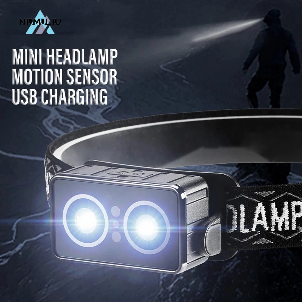 

C2 Mini Sensor Headlight LED Headlamp Motion USB Rechargeable Waterproof Head Torch Flashlight 4 Modes Camping Fishing Lantern