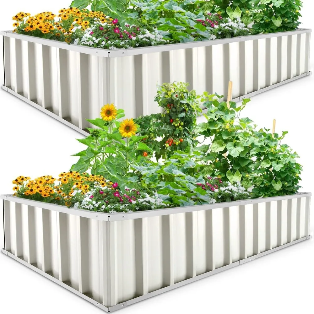 

KING BIRD Raised Garden Bed 68" x 36" x 12" (2 Packs) Galvanized Steel Metal Outdoor Planter Kit Box for Vegetables, Flowers