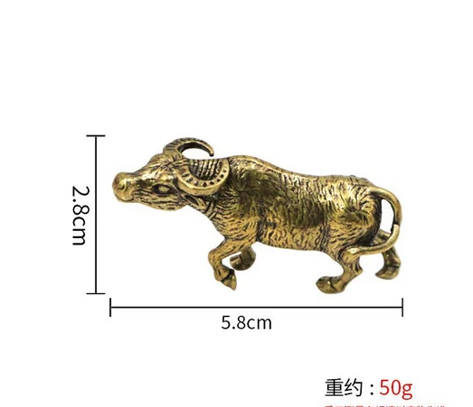 Solid brass big water buffalo small ornament retro bronze ware zodiac ox tea pet animal desktop living room attract wealth and e