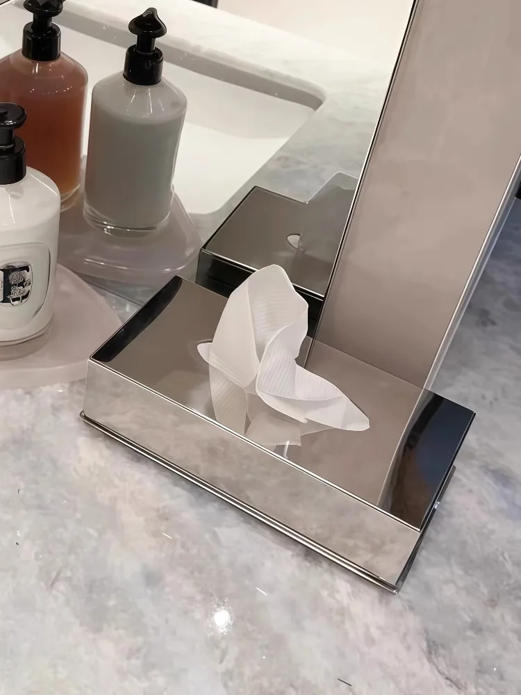 

American Light Luxury Style Family Living Room Stainless Steel Tissue Box Tea Table Carton Originality Individuality Decoration