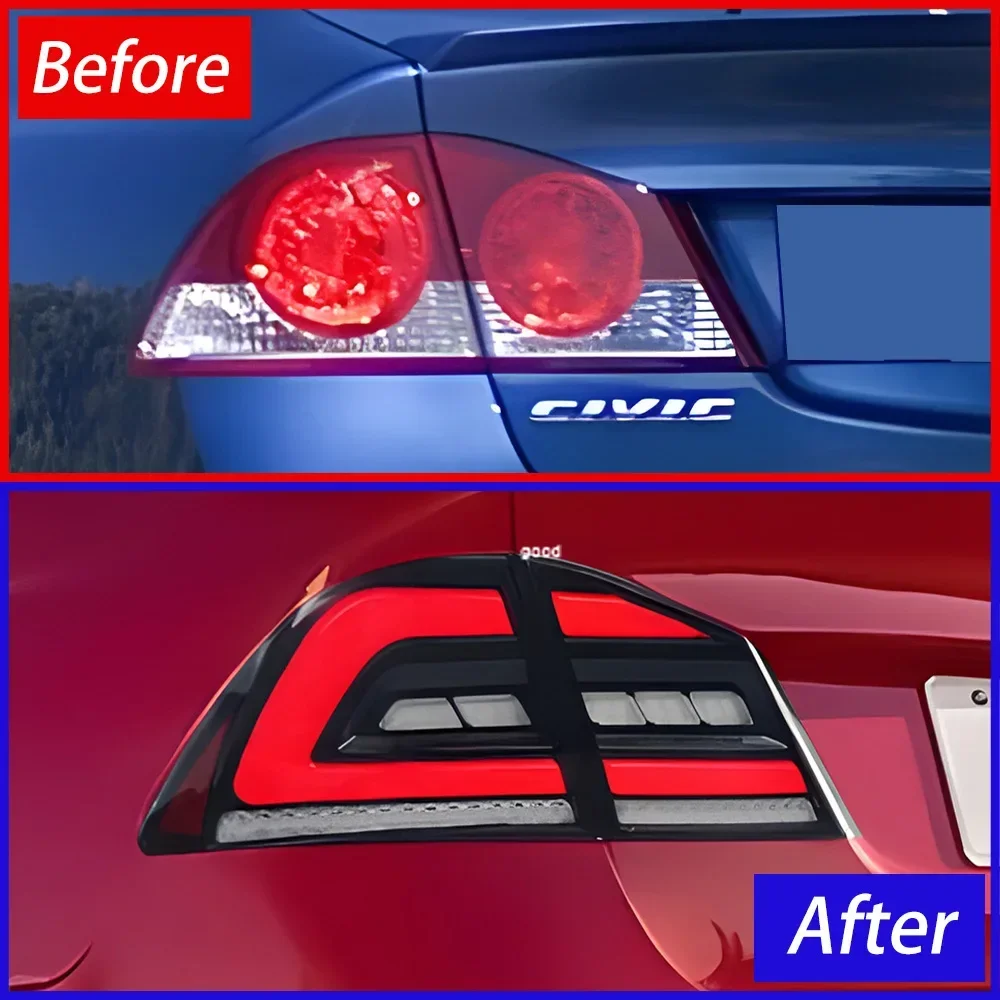 Auto Rear Back Lamps For Honda Civic FD2 8th 2006-2012 LED Car Taillights Assembly Upgrade Dynamic Flashing Signal Accessories