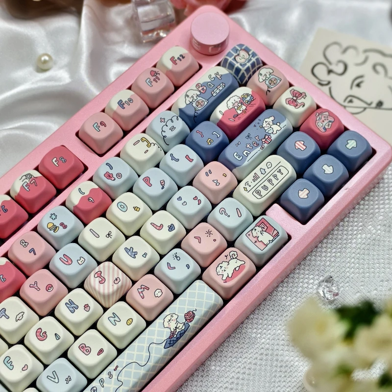 First Love Restoration Milk Theme Keycap Set 130 Key PBT Personalized Keyboard Cap QX3 Profile Keycaps for Mechanical Keyboard