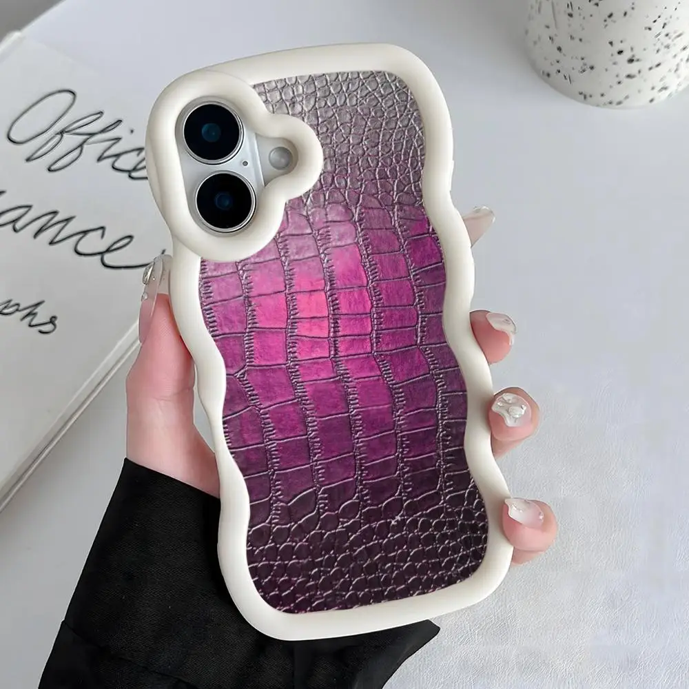 

Luxury Snake Skin Texture Phone Case for iPhone 17 16 15 14 13 12 11 Air Pro Max Plus Wavy Edge TPU Colorful Cover Cover Pretty