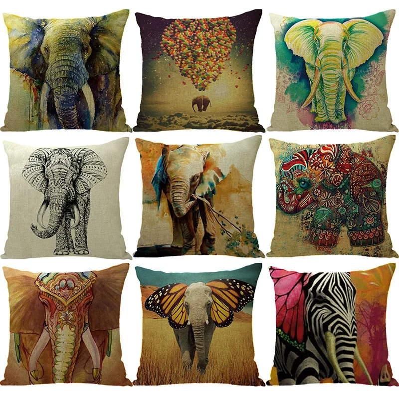 

BEAUTY Elephant Pillowcase Boho Animal Pillow Case Home Decor Living Room Bedroom Sofa Bed Chair Pillow Cover Room Aesthetics