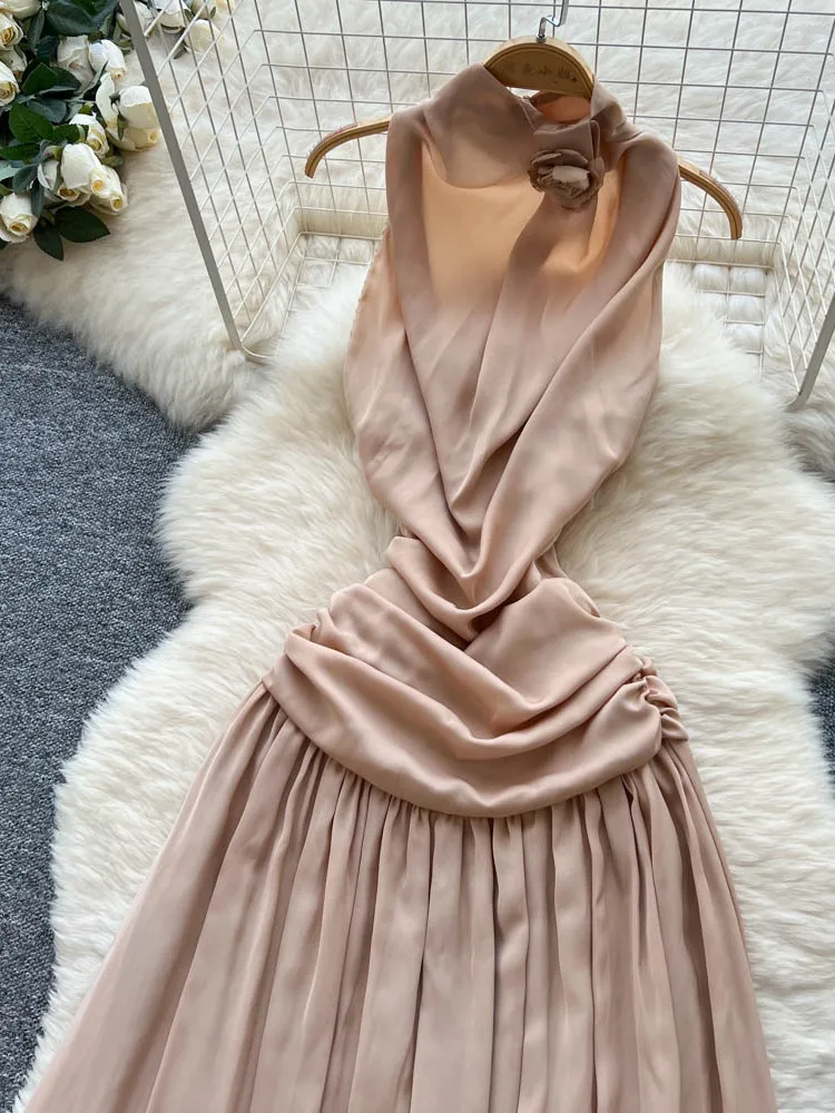 Ele Aosphere Sensation Floral 3D suspendu Ne Svel femme Dr luxe Satin taille cintrée jupe longue