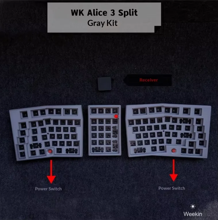 Weekin WK Alice 3 Split Wireless Keyboard 2.4g Single Mode Mechanical Keyboard Support Vial Single Mode Keyboard Kit PC Gift