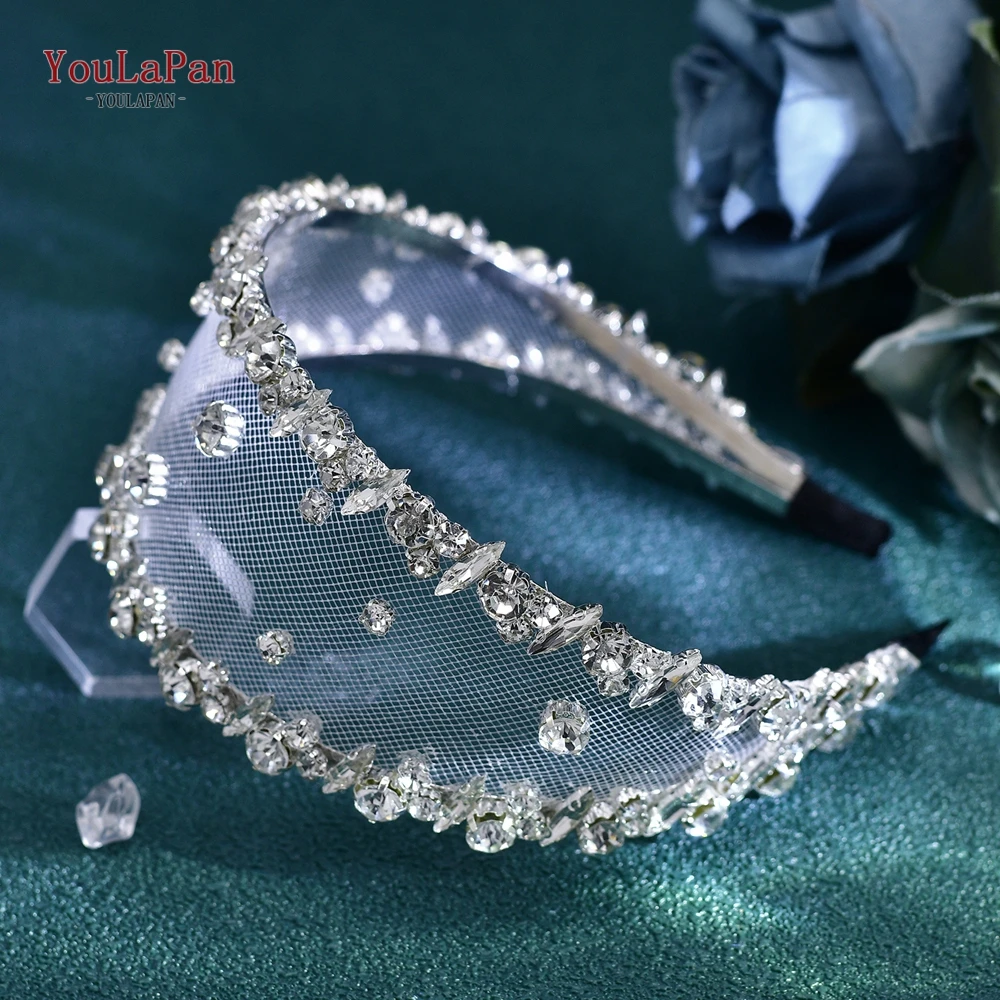 YouLaPan-Diadema para el pelo con diamantes de imitación para mujer, tocado elegante de Color plateado para novia, adornos para fiesta, HP650