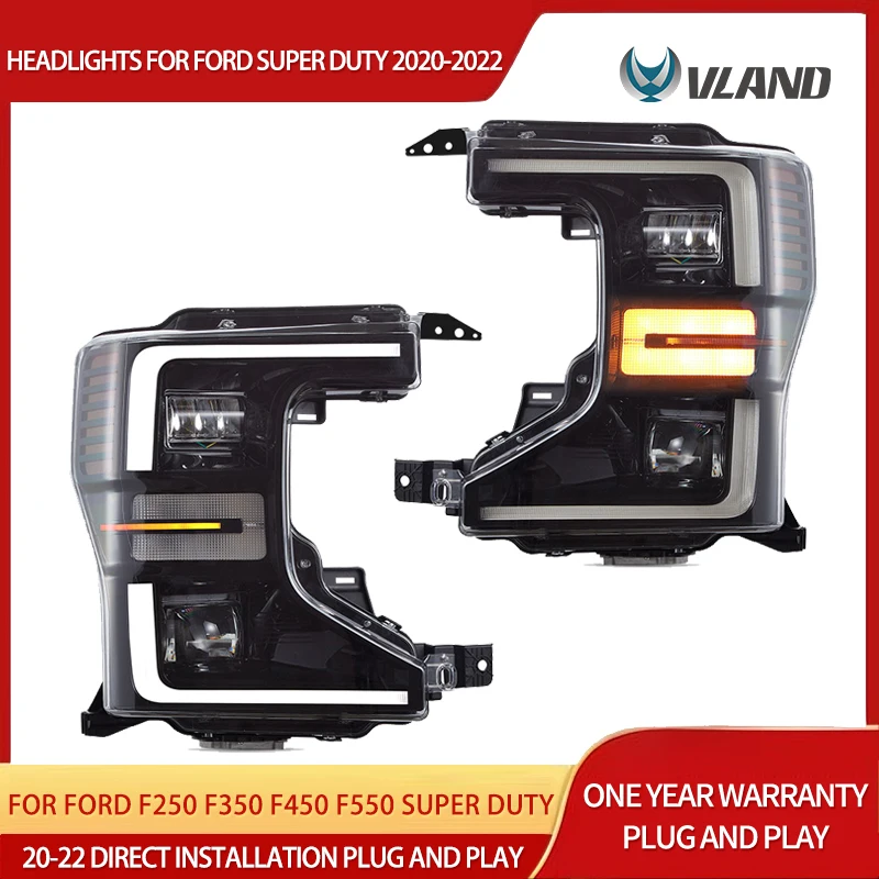 VLAND 2020-2022 F250 F350 F450 F550 Super Duty Headlights Halogen to LED Conversion Plug and Play Assembly