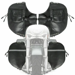 Black Soft Lowers Chaps PU Leather Leg Warmer Bag For Harley Touring Dyna Road Glide 1980-2021