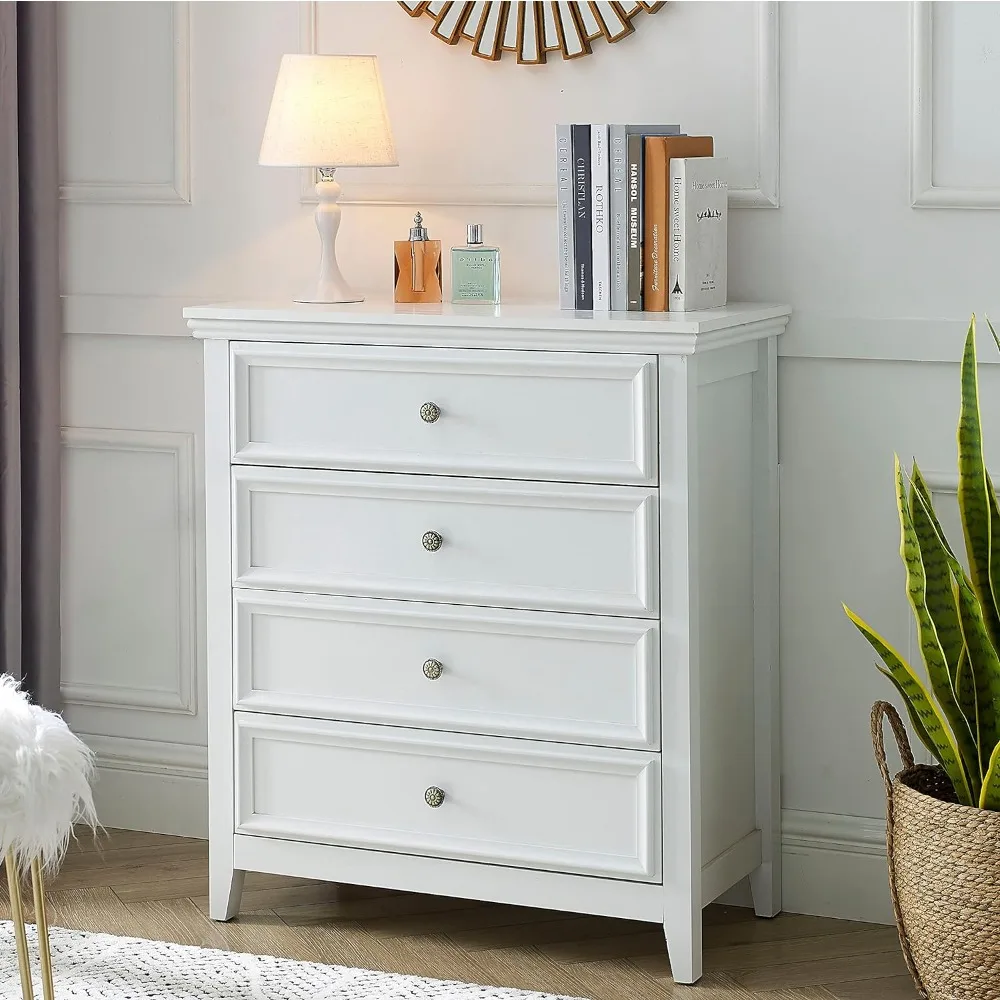 White Dresser for Bedroom, Drawer, Tall Nightstand, Modern White Drawer Cabinet for Living Room,Home Office