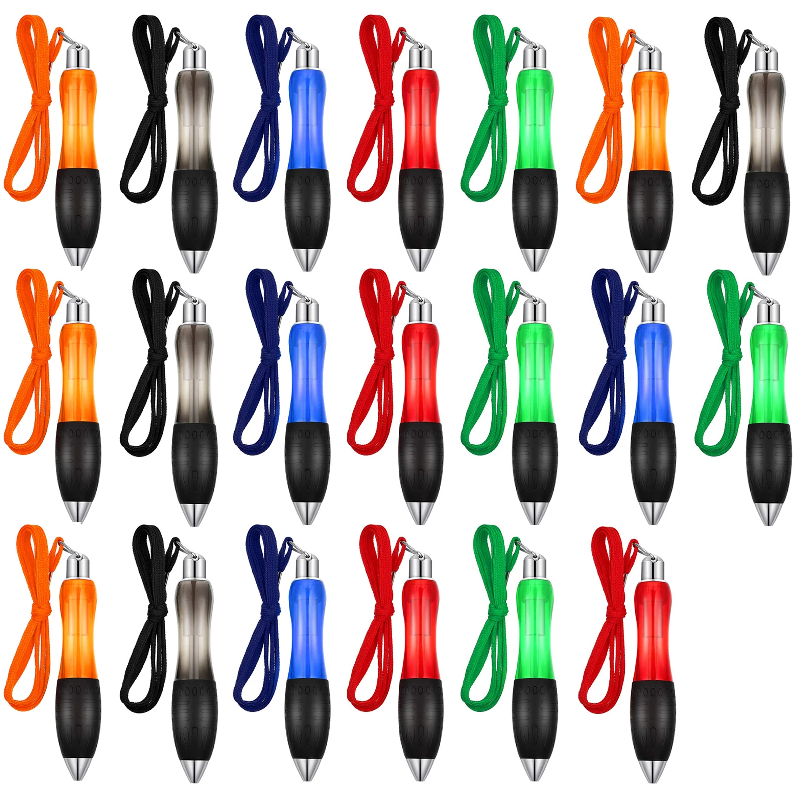 20Pcs Retractable Large Fat Ballpoint Pen 5 Colors Handwriting Aid With Suspension Cord