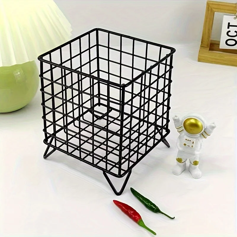 Iron Storage Rack Desktop Cosmetics Makeup Stationery Multi-functional Storage Basket Sundries Storage Box Office Desk Organizer