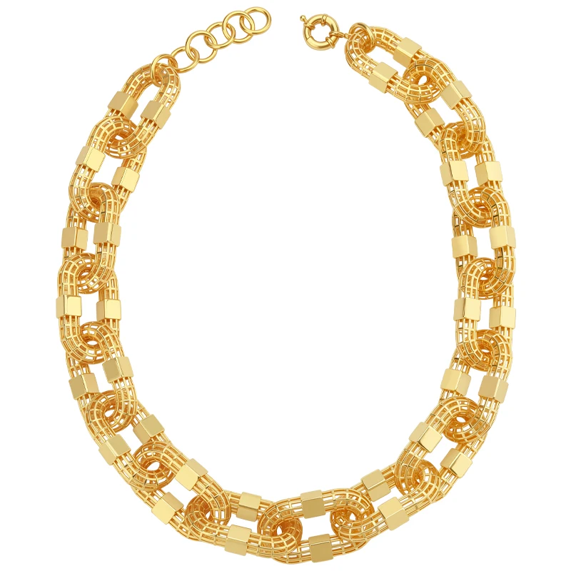 IVOG Modische Halskette im Bohemian-Stil für Damen, hohle Gliederkette, Statement-Schmuck für den Alltag