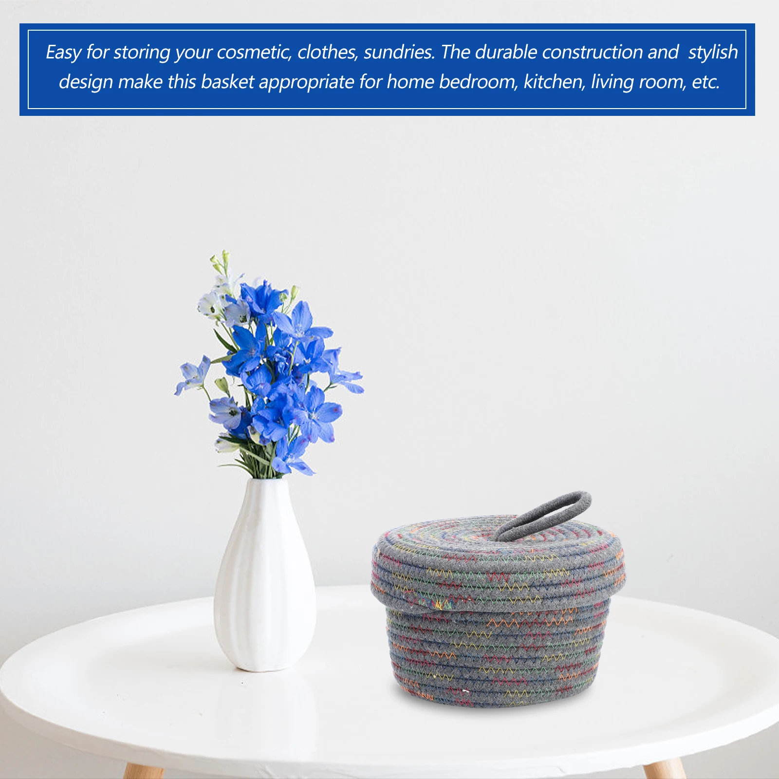 

1pc Storage with Lid Cotton Woven Organizer Extra Large Fabric Container for Storage Container Home Bedroom Living Room