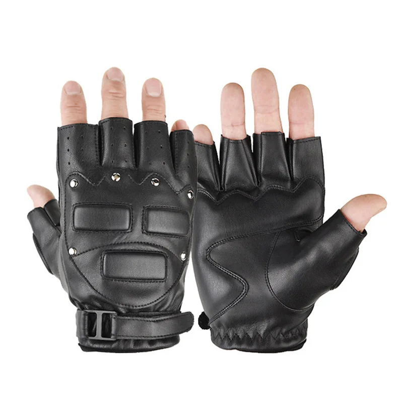 

Men Women Half Finger Metal Rivet Punk PU Leather Equipment Exercise Mitten Sports Fitness Tactic Fighting Protect Pad Glove O20