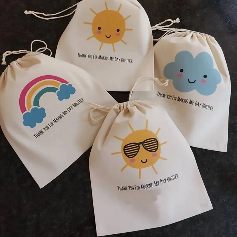 

5pcs Sunshine Rainbow Clouds Weather boho themed boy girl Birthday Party baby shower decoration thank you candy gift Favor Bags