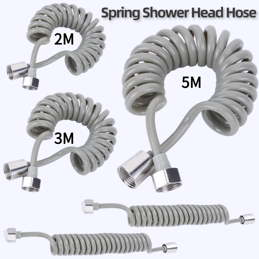 2/3/5M Plastic Water Toilet Bidet Sprayer Flexible Spring Shower head Hose Tube Telephone Line Anti-wrap Bathroom Accessories