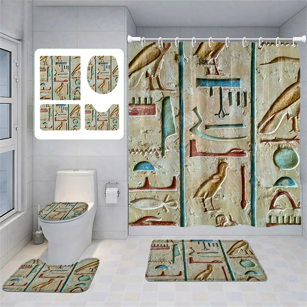 Home shower curtains bathroom Decora waterproof fabric non-slip bath mat water absorption curtain Modern Nordic Egypt pharaoh