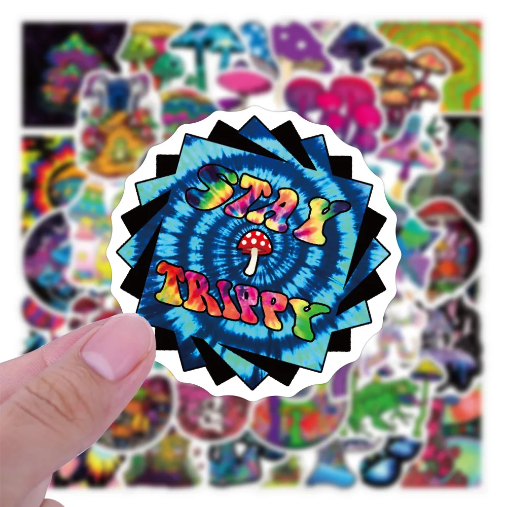 50/100Pcs/Pack INS Cartoon Hip Hop Rainbow Mushroom Stickers PVC Waterproof Stickers Decals For Kids Boys Girls Toys Gifts