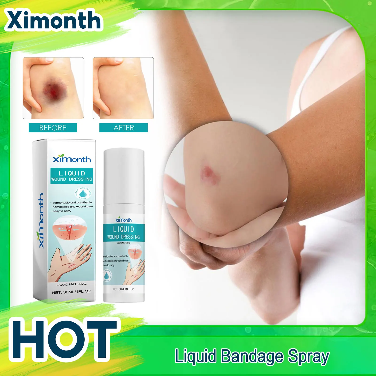 

Liquid Bandage Spray Promote Wound Healing Bleeding Bruising Skin Recovery Wound Cleansing Breathable Waterproof Band Aid Spray